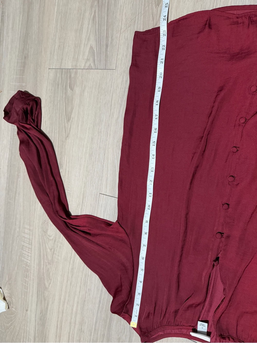A New Day Burgundy Button Front Blouse Size S Long Sleeve Workwear Top - Picture 8 of 10